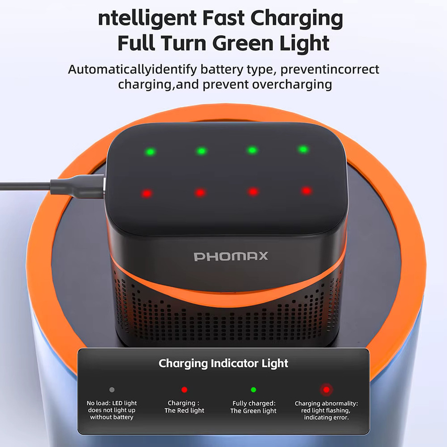 PHOMAX Wiederaufladbare Lithium-Batterien AA 4200mWh und AAA 1100mWh mit 8-Slot-Ladegerät für Maus und Fernbedienung - Bild 2