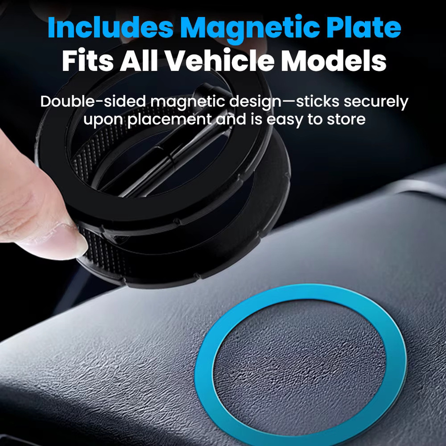 Elough Magnetischer Handyhalter für das Auto, Faltbarer Saughalter mit 360 Grad Drehung in Schwarz - Bild 4