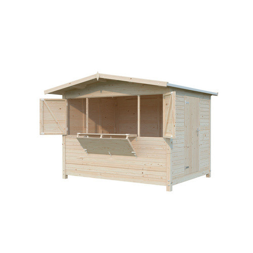 Palmako Marktstand Marian aus Fichtenholz in Braun mit PVC-Plane und Satteldach, B/T/H: 328 x 284 x 245 cm - Bild 3