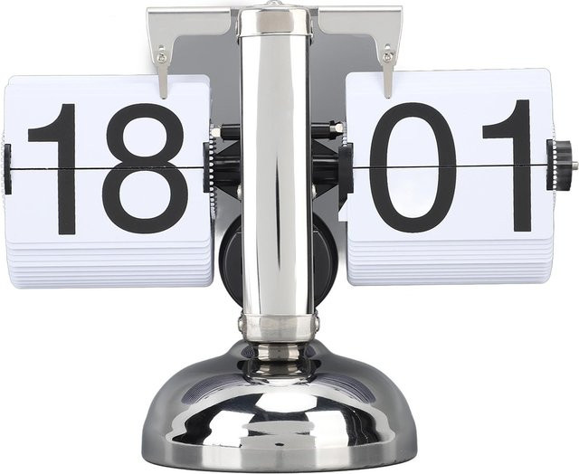 TOMTOP JMS Retro Flip Clock Tischuhr aus Edelstahl in Silber - Bild 1