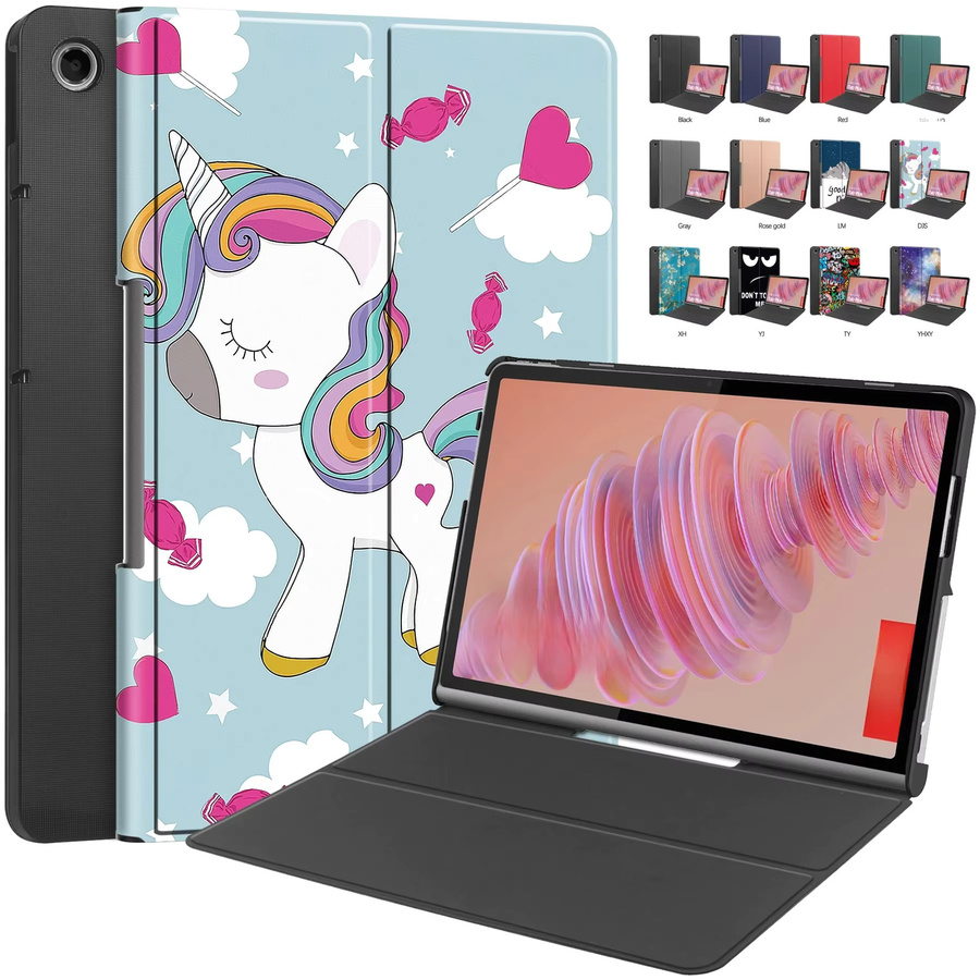 Lenovo Tab Plus 11,5 Zoll TB351FU Hülle 2024 mit dreifach klappbarem Ständer und magnetischer harter PC-Rückseite in Schwarz - Bild 5