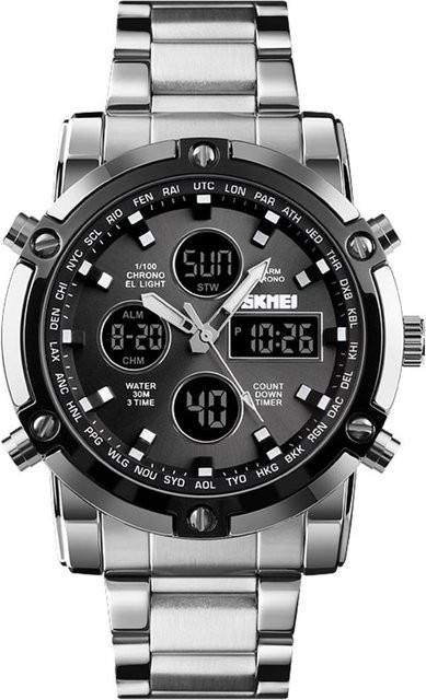 Skmei Digitaluhr, Edelstahl, Schwarz, Silber, 48 mm, Herren - Bild 1
