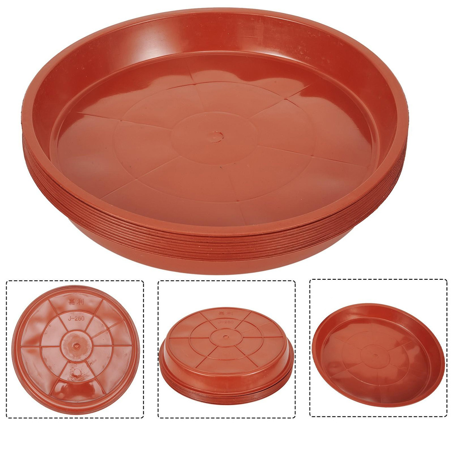 10 Stück Star Garden Blumentopf Untersetzer aus Kunststoff in Rot, Durchmesser: 13,9 cm - Bild 3