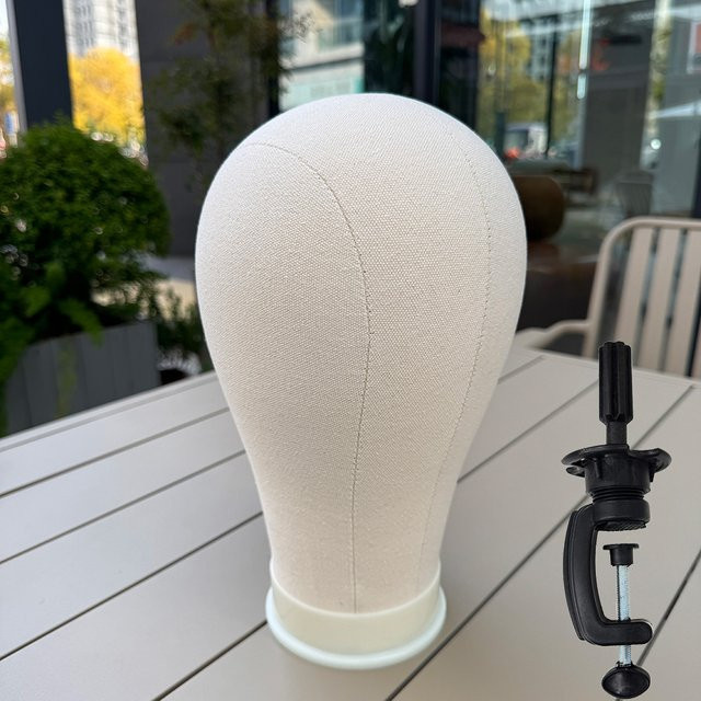 Weißer Canvas-Perückenkopf mit verstellbarem Klemmhalter, Unisex - Bild 1