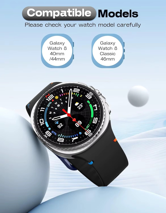 RWBANDS Uhrenarmband Samsung Galaxy Watch 8, Silikon, Klassisch, Unisex - Bild 1