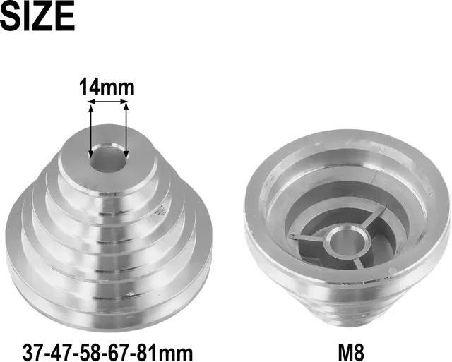 LEENKEA Pagode-Riemenscheibe aus Aluminium für V-Zahnriemen, Typ 5 Schritt, Farbe: Silber, 14/22mm - Bild 1