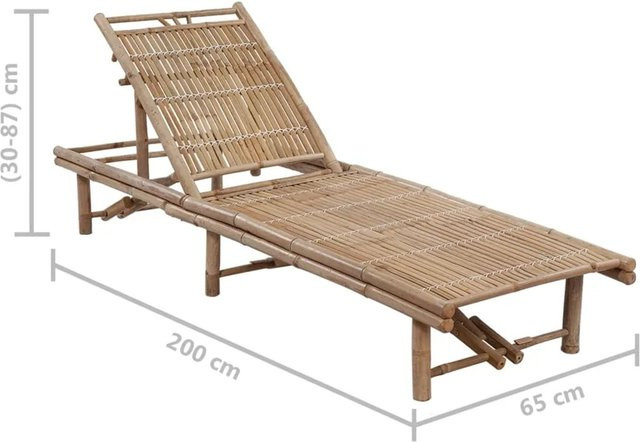 vidaXL Garten-Sonnenliege aus Bambus mit verstellbarer Kopfstütze und Auflage in Anthrazit und Braun - Bild 1