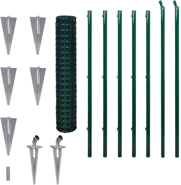 vidaXL Eurozaun aus Stahl mit PVC-Beschichtung, Grün, B: 10 m, H: 1,7 m - Bild 1