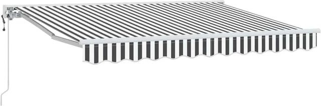 vidaXL Einziehbare Markise aus Polyester und Metall in Anthrazit und Weiß, B: 350 cm, H: 200 cm - Bild 1