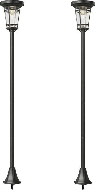 Outsunny Solar Laterne 2er-Set Stehleuchte Schwarz, höhenverstellbar bis 180 cm, IP44 wetterfeste Solarlampen für Garten und Balkon mit Lichtsensor - Bild 1