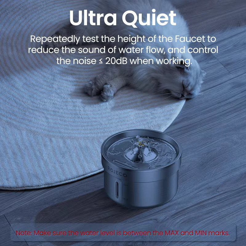 ROJECO Automatischer Edelstahl-Trinkbrunnen für Katzen und Hunde, intelligenter Wasserspender in Silber - Bild 3