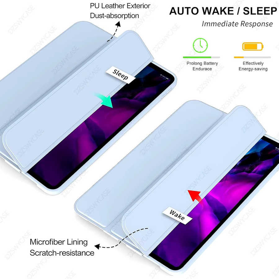 DZSWYCASE Smart Cover Hülle für iPad Pro 11 Zoll (2022/2021/2020), dreifach faltbarer Ständer, Blau - Bild 2