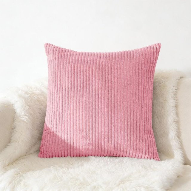 JMG Clothing Cord Kissenbezug aus weichem Flanell Plüsch in Pink, B/H: 70 x 70 cm - Bild 1