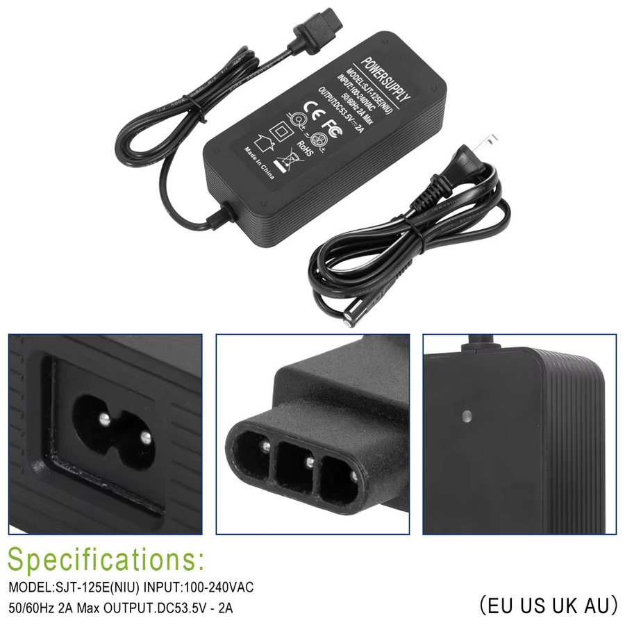 NIU Batterieladegerät 53,5 V 2A für Elektroroller KQi3, KQi3 Pro/Sport/Max, KQi2, KQi2 Pro, KQi1, KQi 1Pro/Sport, KQi Air, KQi 100P/F in Schwarz - Bild 2
