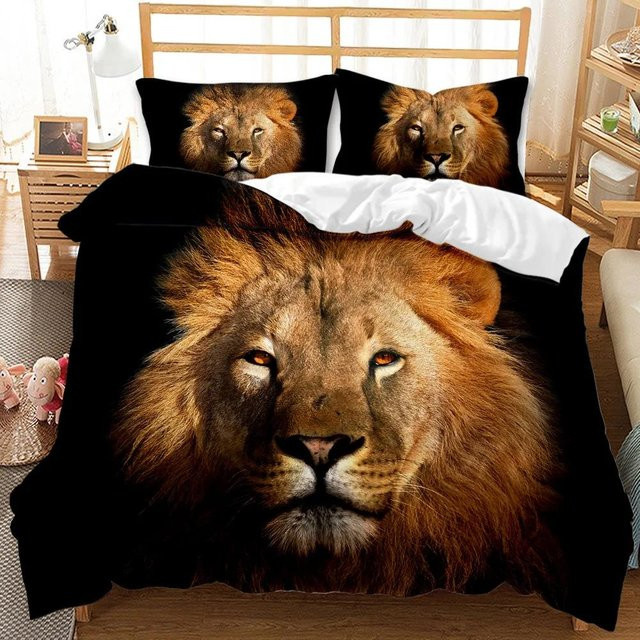 Bettwäsche-Set mit Löwe und Tiger von Your Warm Home, 3D-Druck Tier-Design aus Polyester für Kinder, B/H: 264 x 228 cm, inklusive 2 Kissen 50 x 70 cm - Bild 1