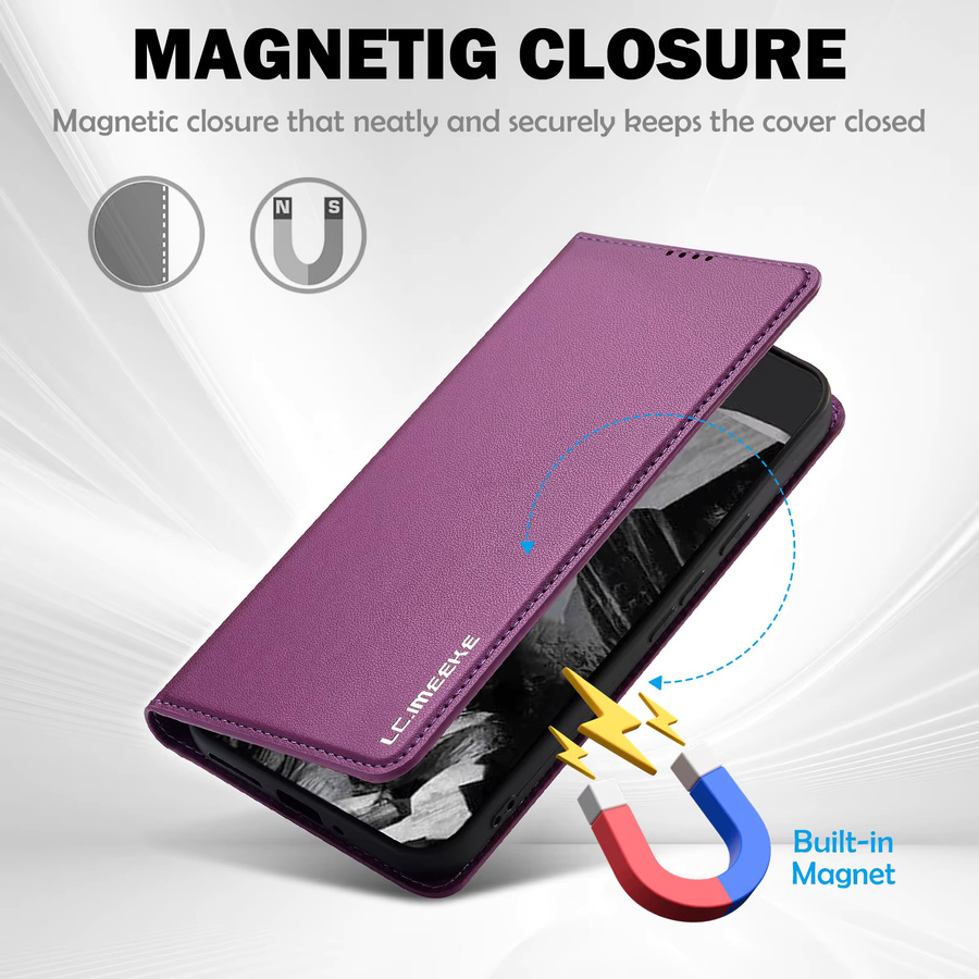 Magnetische Business Flip-Lederhülle mit Kartenfach für Google Pixel 10 9 8 7 Pro XL von aierkeba in Schwarz oder Lila - Bild 5