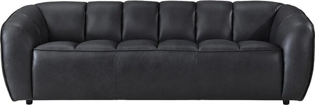 Pradoni Sofa in Schwarz aus Rindsleder mit Steppeffekt, Breite: 234 cm - Bild 1