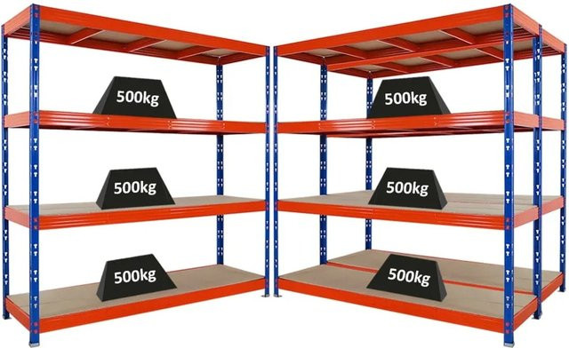 3er Set PROREGAL Rhino Profi Schwerlastregal mit 4 verstellbaren Spanplatten-Ebenen, Farbe Blau-Orange, B/T/H: 200 x 60 x 200 cm - Bild 1