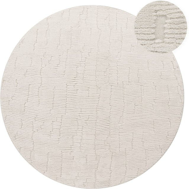 Moderner Teppich Tokko in Creme und Beige, rund, Durchmesser: 160 cm - Bild 1