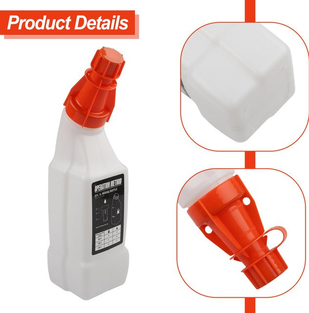 VIBRATITE Kraftstoff- und Ölmischflasche für 2-Takt-Gartengeräte, 1 l, Weiß - Bild 1