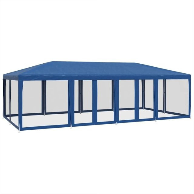 vidaXL Partyzelt Blau mit 12 Mesh-Seitenteilen aus HDPE, B/T: 8 x 4 m - Bild 1