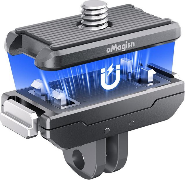 Magnetischer Metalladapter mit Schnellverschluss 1/4 Zoll Top-Plattenhalterung für Insta360 Ace Pro, X5, X4 Air, X4, X3 und X2 Action Camera in Schwarz - Bild 1