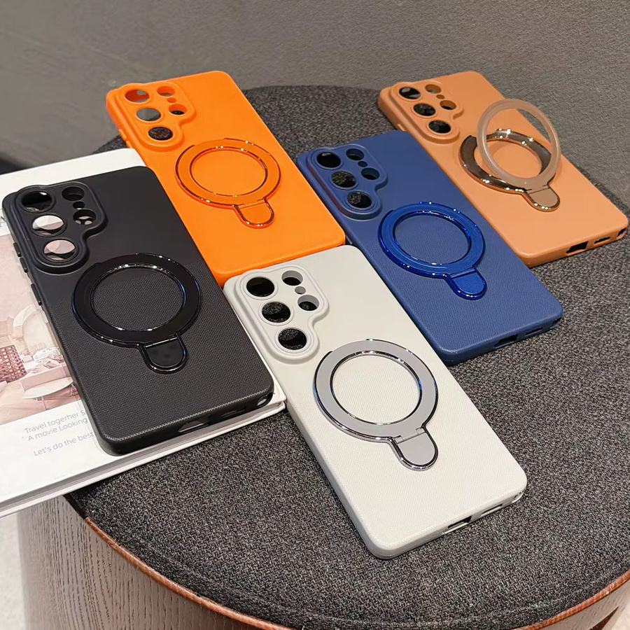 Hautfreundliche Wellenpunkt-Handyhülle mit rutschfester magnetischer Halterung für Samsung Galaxy S26 S25 S24 S23 Ultra Plus FE in Braun - Bild 4