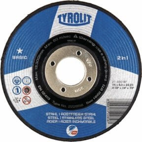 TYROLIT Schruppschleifscheibe Basic 2 in 1 Universal Schleifscheibe Blau, Durchmesser: 115 mm, Breite: 6 mm - Bild 1