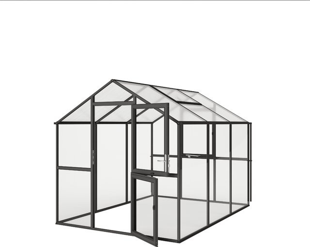 KGT Gewächshaus Aptasia III, anthrazit-grau, 7,5 m², B/H/L: 2,33 x 2,35 x 3,23 m - Bild 1