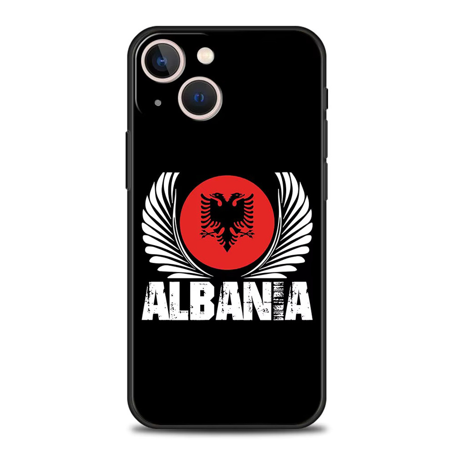 Handyhülle mit Albanien-Flagge für iPhone 16 15 14 13 12 11 Pro Max 7 8 Plus X XR XS SE 2020 Soft Cover in Schwarz - Bild 2