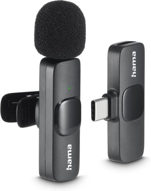 Hama Smart Wireless Lavalier-Mikrofon kabelloses Ansteckmikrofon für Handy mit USB-C und Lightning Anschluss in Schwarz - Bild 1