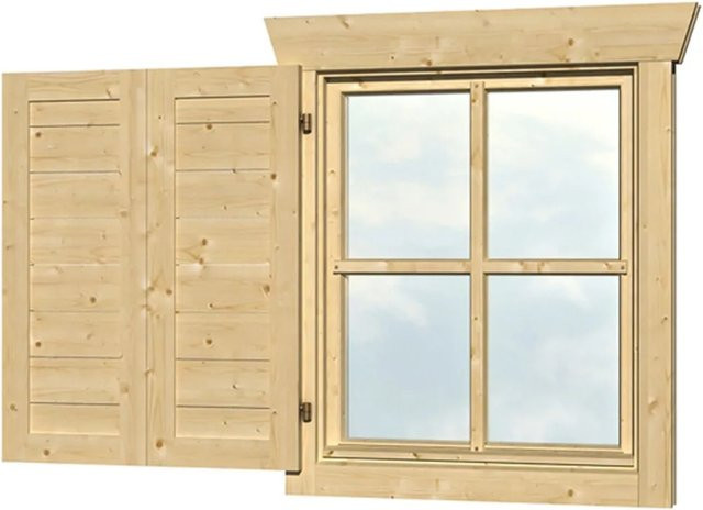 Skan Holz Fensterläden für Einzelfenster in Beige - Bild 1