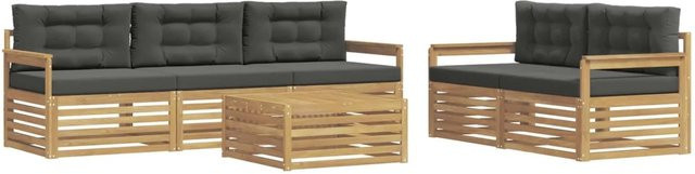vidaXL Outdoor-Sofagarnitur aus Akazienholz mit 6 Teilen in Weiß und Anthrazit - Bild 1