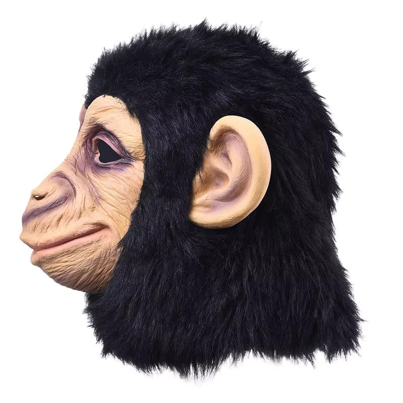 Halloween Gorilla Maske Schimpanse, Cosplay Kostüm, Gummi, Schwarz - Bild 2
