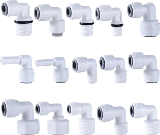 90-Grad-Winkel RO-Wasseranschluss für Umkehrosmose-Filter, PE-Rohrverbinder mit Außengewinde 3/8 Zoll, Weiß Matt - Bild 1