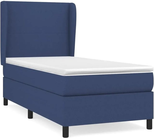 vidaXL Boxspringbett mit Matratze Hybrid-Design in Blau und Weiß, B/T/H: 100 x 200 x 118 cm - Bild 1