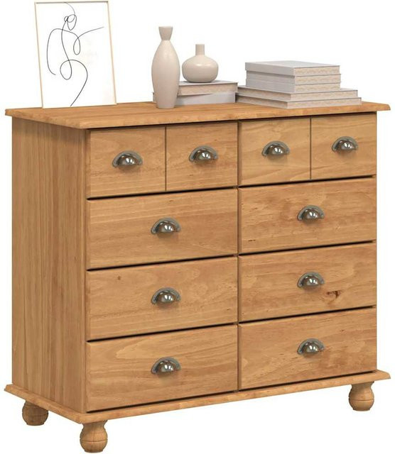 Yiwydaa Moderne Schubladenkommode aus Kiefernholz in Braun, B/T/H: 91 x 40 x 79 cm - Bild 1