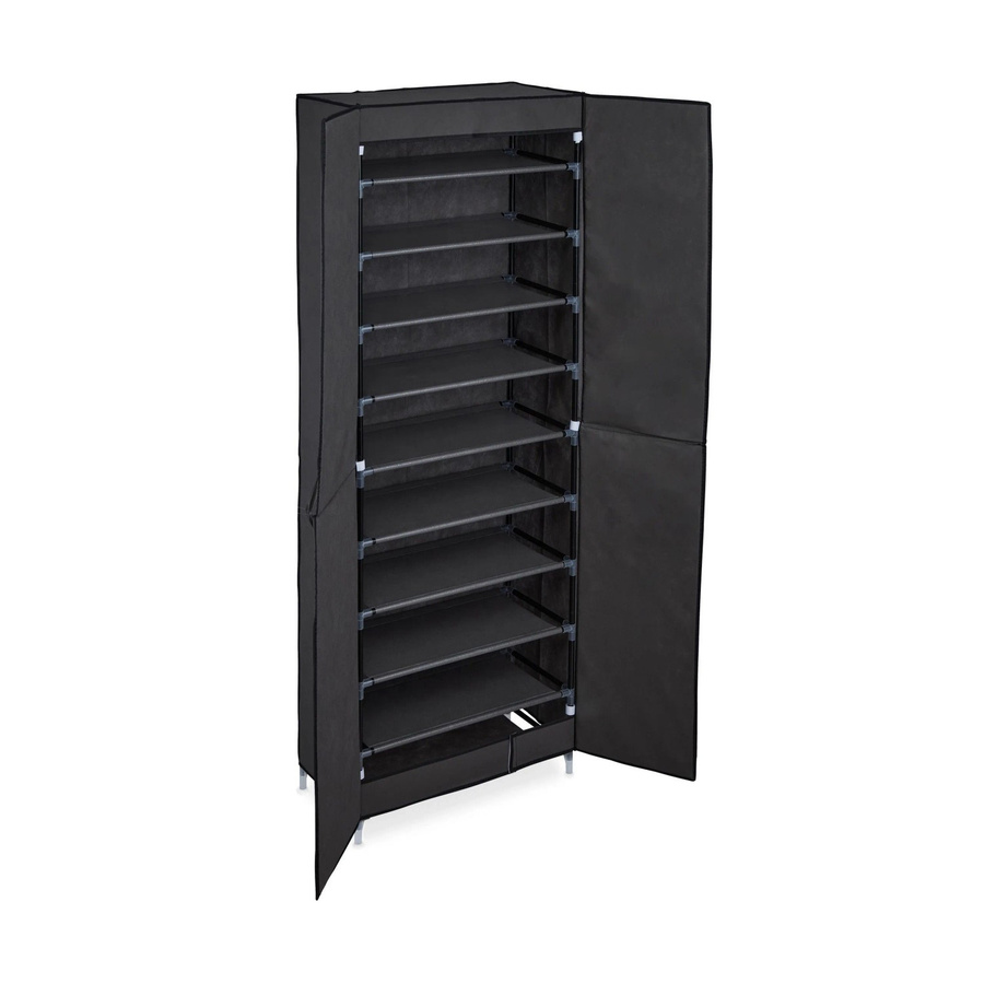 Relaxdays Schuhschrank aus Stoff in Anthrazit mit 10 Fächern und Magnetverschluss, H: 168 cm, B: 61 cm, T: 31,5 cm - Bild 2
