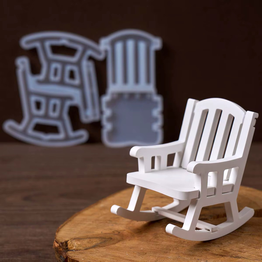 UDOCOOL Silikonform für DIY Schaukelstuhl im Retro-Stil zur Gestaltung von Gips, Beton oder Harz in Weiß - Bild 5