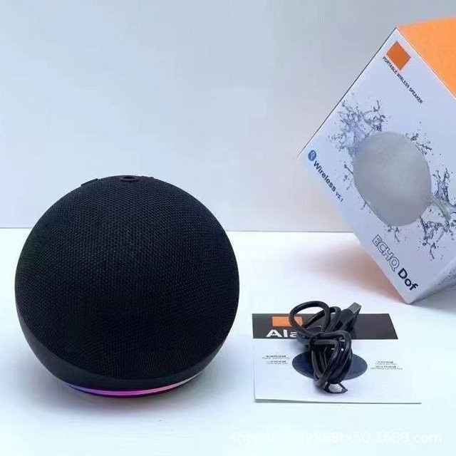 Alaxe Kleiner Bluetooth-Lautsprecher mit RGB-Beleuchtung, IPX6 wasserfest, Schwarz - Bild 1