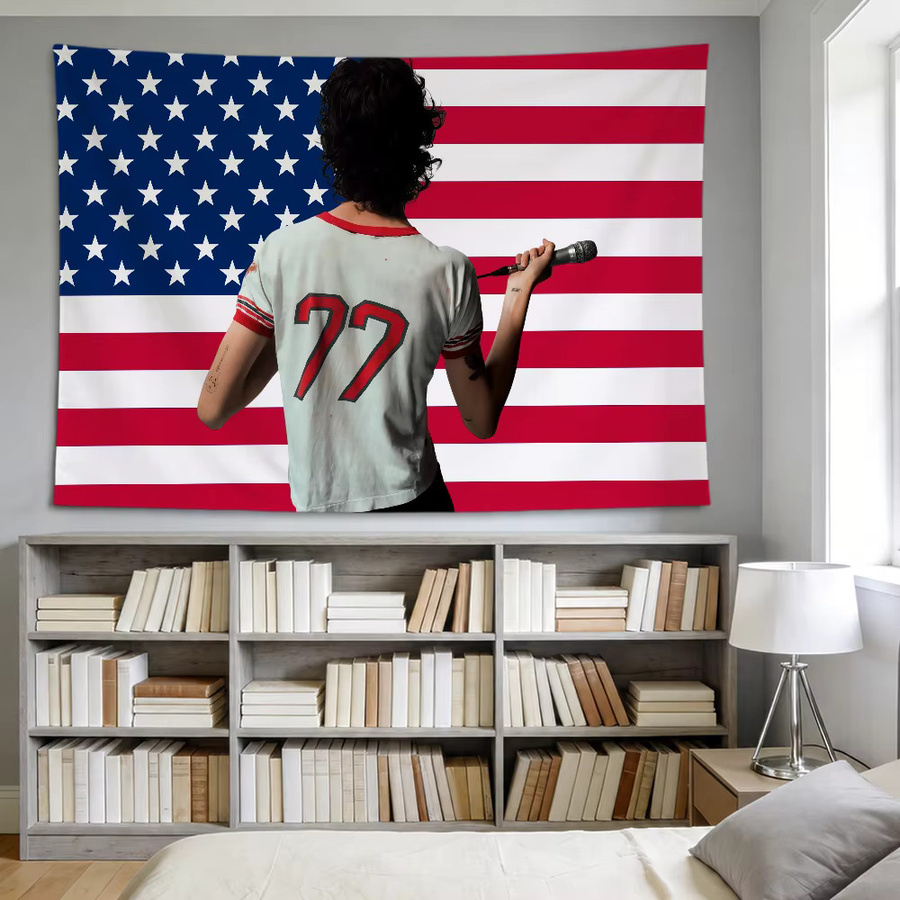 Singer Sombr Amerikanische Flagge als Wandbehang in Rosa und Rot, B/H: 60 x 40 cm - Bild 1