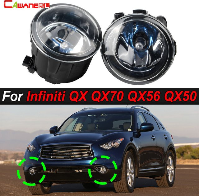 Cawanerl Nebelscheinwerfer Set für Infiniti QX QX56 QX70 QX50 mit Lampenschirm und H11 LED-Halogenlampen 12V, 2 Stück (Links und Rechts) - Bild 1