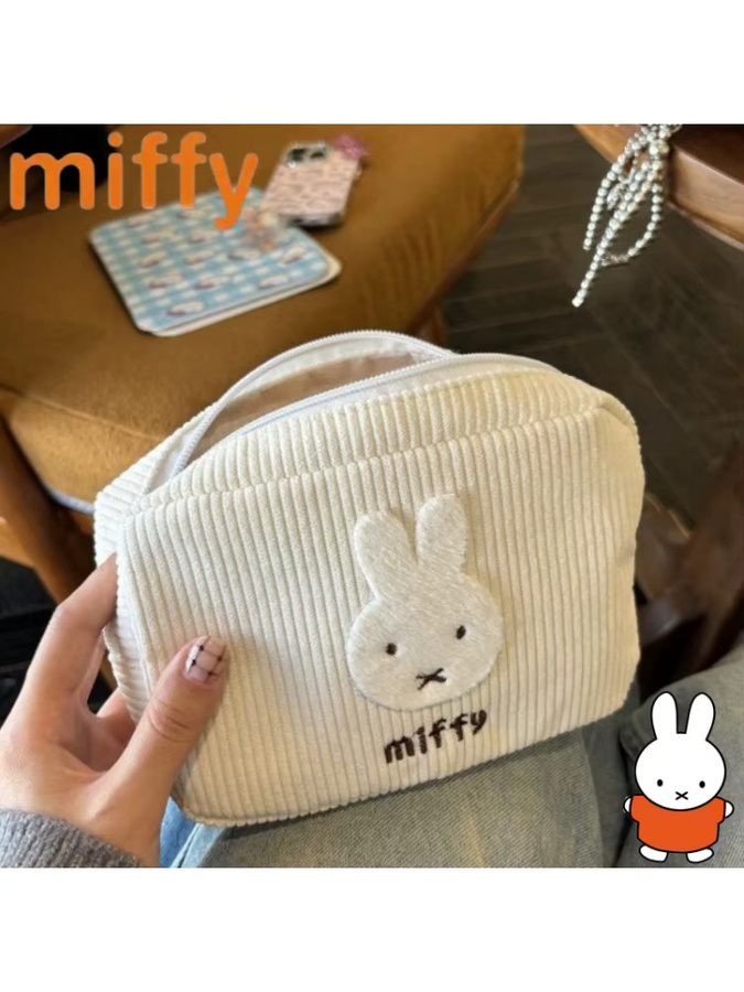 Miffy Kosmetiktasche aus Cord mit Cartoon-Muster in Weiß - Bild 4