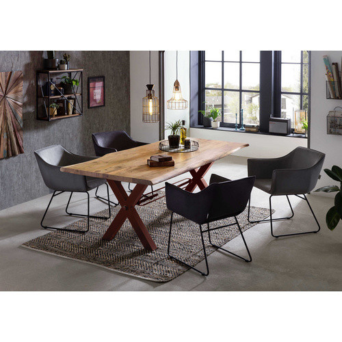 SIT Tisch TABLES & CO aus Akazienholz in Braun mit Live Edge und Metallgestell, H: 78 cm, B: 154 cm, T: 100 cm - Bild 3