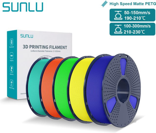 SUNLU Matt-PETG-Filament für FDM-3D-Drucker, 1,75 mm, Mehrfarbig, 1 kg Spule - Bild 1