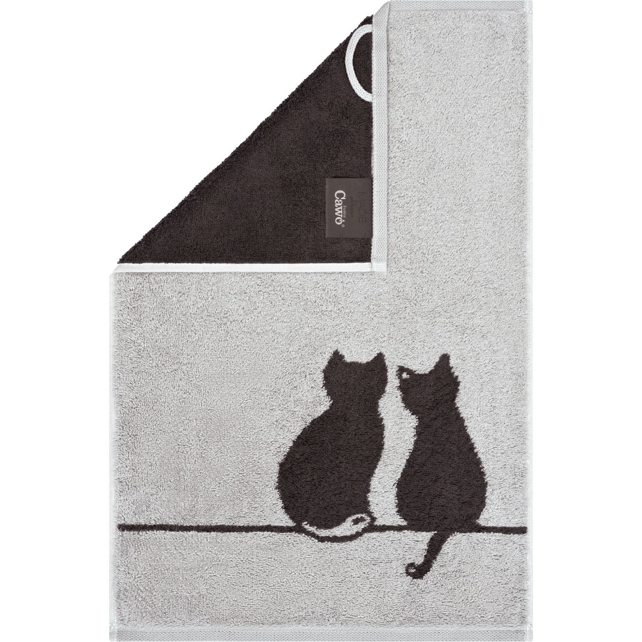 Cawö You & Me Gästetuch Cute Cats Edition in Grau und Weiß aus Baumwoll-Terry - Bild 1