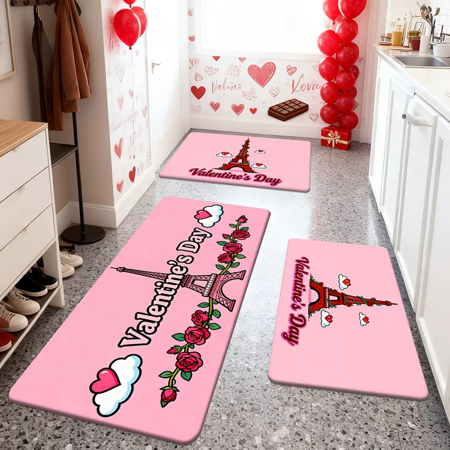 VIKAMA Teppich in Rosa mit floralem Design für Wohnzimmer, Schlafzimmer oder Küche - Bild 2