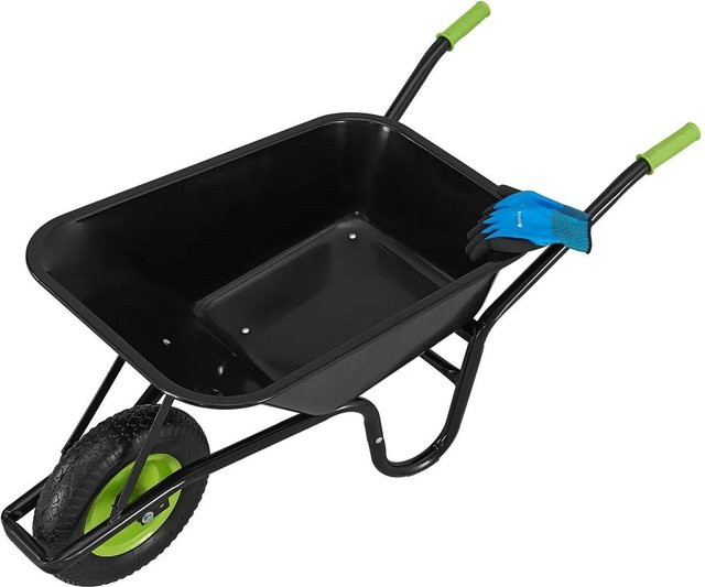 Juskys Schubkarre Garden Schwarz mit 100 Litern Volumen, 250 kg Tragkraft und Luftreifen mit Metallfelge - Bild 2