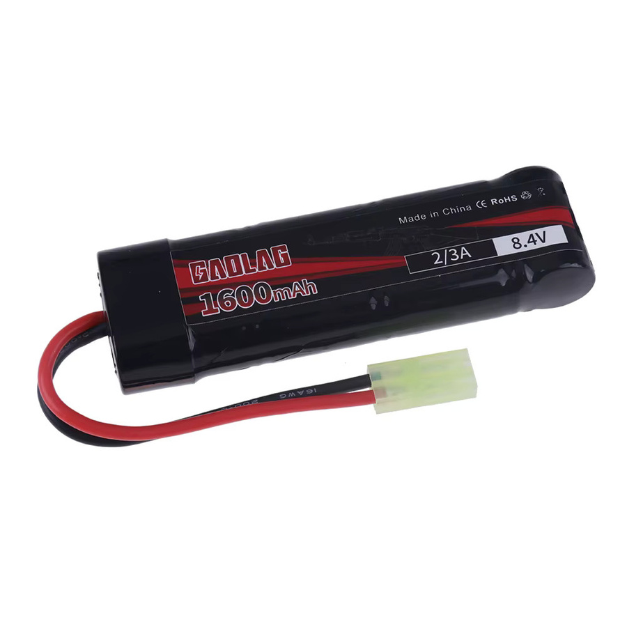 RC.BURST Akku mit USB-C Ladegerät und Mini-Tamiya-Anschluss für Airsoft-Pistolen, 1600mAh, Schwarz - Bild 2