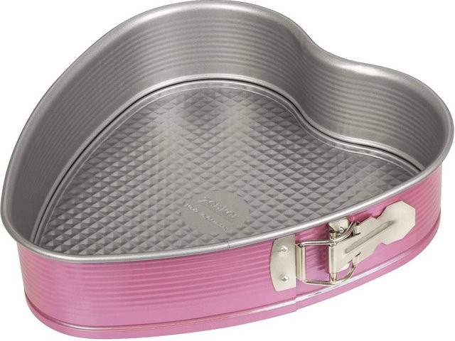 Zenker Springform Herz in Pink und Silber, beschichtete Keramik-Backform, Breite: 27 cm, Tiefe: 25 cm - Bild 1